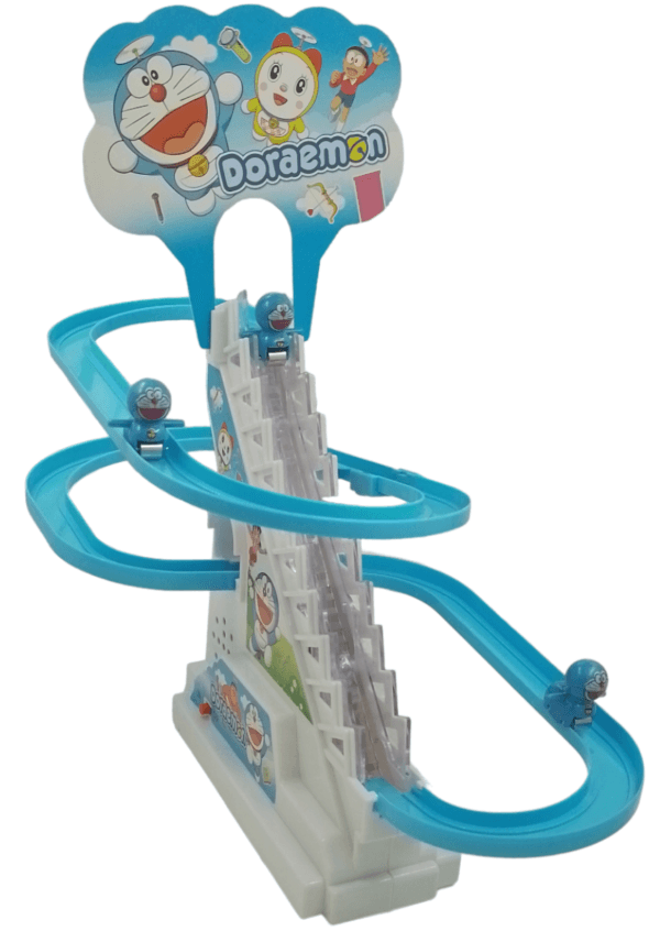 Ragvee toys Doraemon Slide Toy Set | Stair Climbing Doraemon Race Track Set for Kids | Electronic Small Doraemon Slide Track Set Toy for Kids 5+ Years