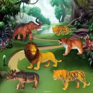Ragvee Animal Toys for Kids Set of 6 Jumbo Full Action Toy Figure Jungle Cartoon