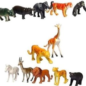 Ragvee 12Pcs Wild Animals Learning Figures Set For kids Big Size. (approx 10 cm each)  (Multicolor)