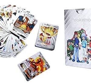 RAGVEE 55 Pcs Silver Foil Card Assorted Cards Tcg Deck Box - V Series Cards Vmax Gx Rare Silver Cards And Common-Rare Mystery Card(Silver) For Kids
