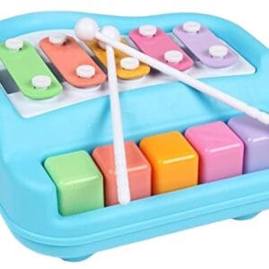 Ragvee 2 in 1 Big Piano Xylophone Musical Toy for Kids (Age 3+) with 5 Keys, 2 Sticks, Keyboard Xylophone Piano Preschool Musical Learning Instruments Gift Toy for Baby, Kids, Girls, Boys