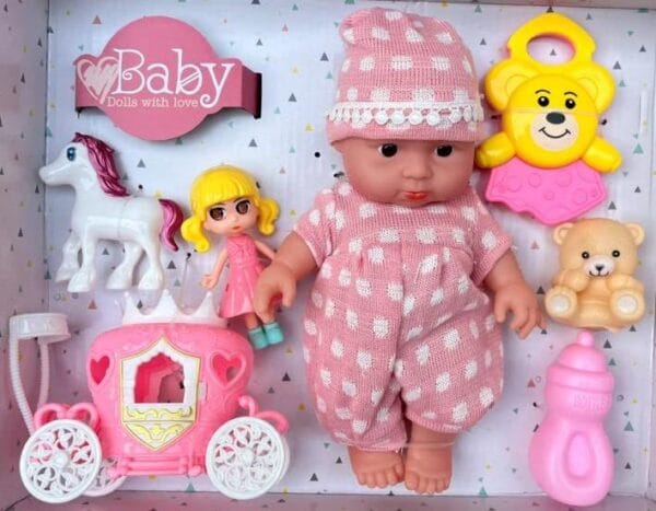 RAGVEE Baby Doll with Love Set for Kids with Dress, Doll for Baby Girls, Doll Set for Girls (25 cm)