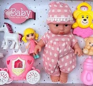 RAGVEE Baby Doll with Love Set for Kids with Dress, Doll for Baby Girls, Doll Set for Girls (25 cm)