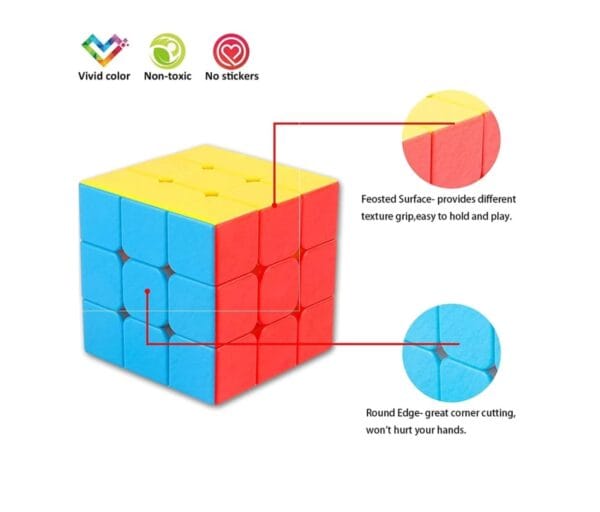 Ragvee Cubes 3x3 High Speed Sticker Less Magic Puzzle Cube Game Toy (3x3) Smooth Swing for Faster Movement - Image 5