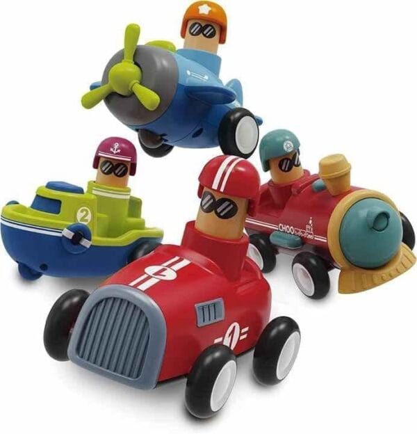Ragvee Plastic Play Set Game Cars Push And Go Play Set Friction Powered Car Pull Back Vehicles Transport Tools for Kids Boys Girls (Pack of 4_Multicolour)