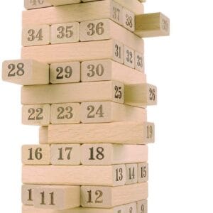 Ragvee Tumbling Tower Game for Kids and Adults, Wooden Blocks with 4 Dices Game|Stacking Game Challenging|Maths Game