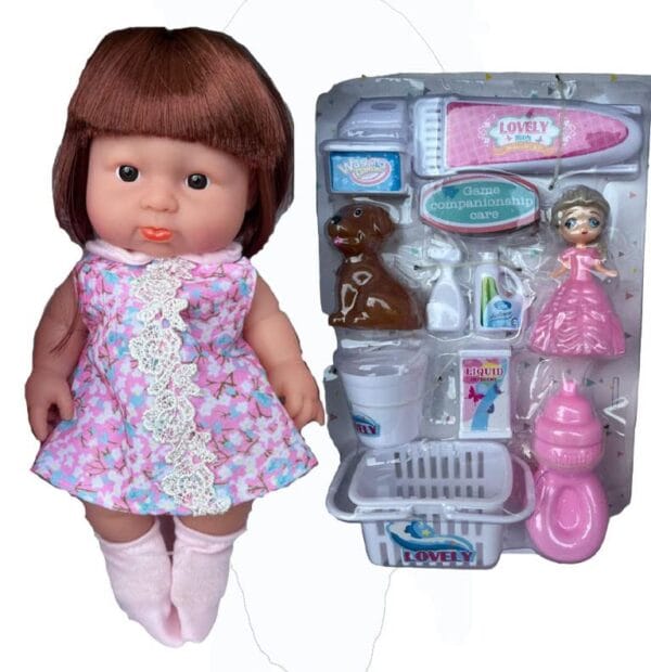 RAGVEE Plastic Set for Kids with Dress, Doll for Baby Girls, Doll Set for Girls (25 cm)