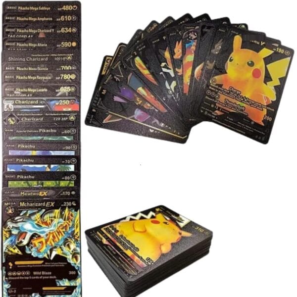 RAGVEE Playing Cards 55 PCS Black Foil Card Assorted Cards TCG Deck Box-V Series Cards Vmax GX Rare Black Colour Cards and Common-Rare Mystery Card (Black) - Image 5