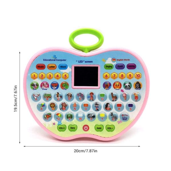 Ragvee Educational Computer Mini Laptop Toy for Kids - Apple Shaped - LED Display and Fun Music - Learning Alphabets, Numbers, Words, Animals and Story - Image 5