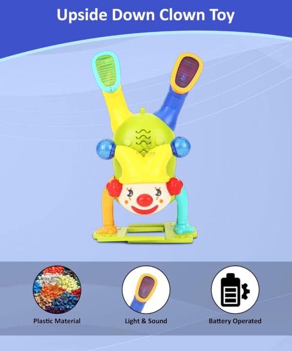 RAGVEE Dancing Joker Crazy Circus Toy- Handstand Funny Cute Clown Joker Toys Dancing Toy Walking Clown Toy with Music And LED Light Upside Down Fun Moving Toy Babies Toddlers And Kids - Image 6