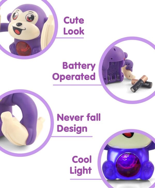 TOYS Tumbling Monkey Musical Toys for Baby Kids, Crawling Toys with 360°Spinning And Rolling, Music, Light, Sensor Control | Dancing Monkey Sound - Image 5