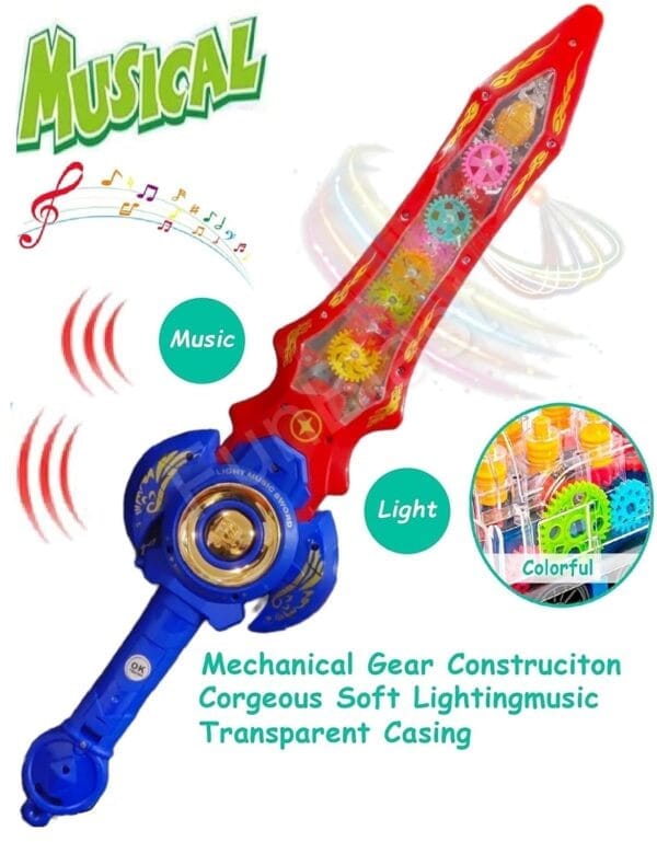 RAGVEE Delivering Joys of Life Electric Transparent Mechanical Gear Space Sword for Kids with Music- Random Colour|| Pack of 1 - Image 8