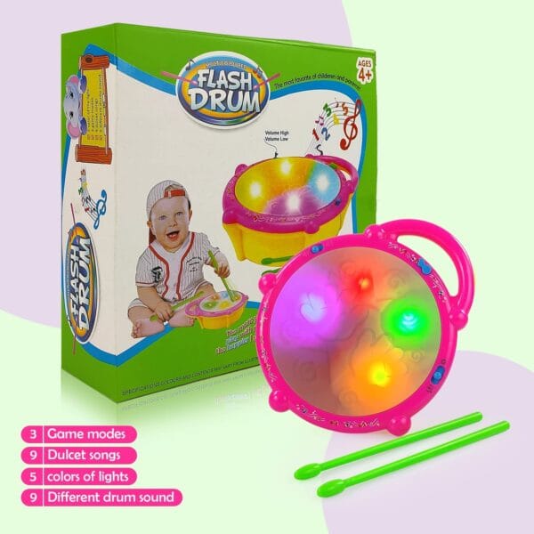 RAGVEE Musical Flash Drum Toys for Kids 3D Flash Drums Toys for Kids with Lights And Musical, Good Quality Plastic - Image 2