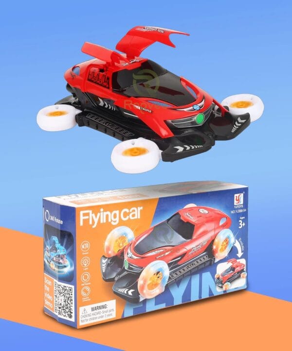 RAGVEE Battery Operated Defrom Flying Car with Sound & Light Bump N Go Function Rotating Four-Wheel Toys