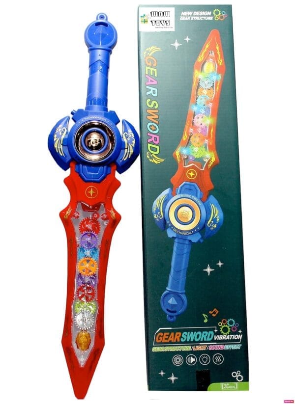 RAGVEE Delivering Joys of Life Electric Transparent Mechanical Gear Space Sword for Kids with Music- Random Colour|| Pack of 1