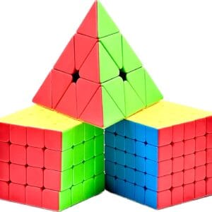 Ragvee Speed Cube Combo Set 4x4 5x5 and Pyraminx Pyramid Triangle Puzzle Cubic Bundle Toy Game