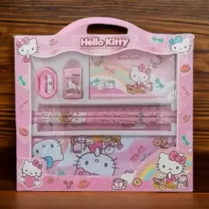 Ragvee Unicorn 6 In 1 Stationery Combo Set With Metal Pencil Box/Pouch, Pencil, Eraser, Sharpener, Crayons And Scale For School (Pink)