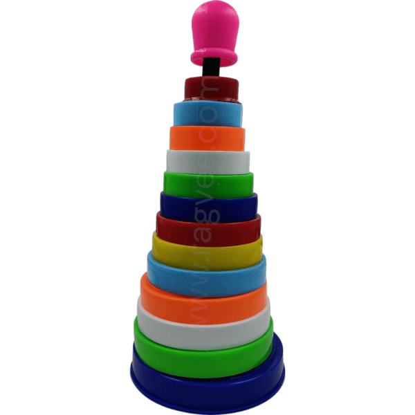 Ragvee Plastic Baby Kids Teddy Stacking Ring Jumbo Stack Up Educational Toy Assorted colour Rings Tower Construction Toys
