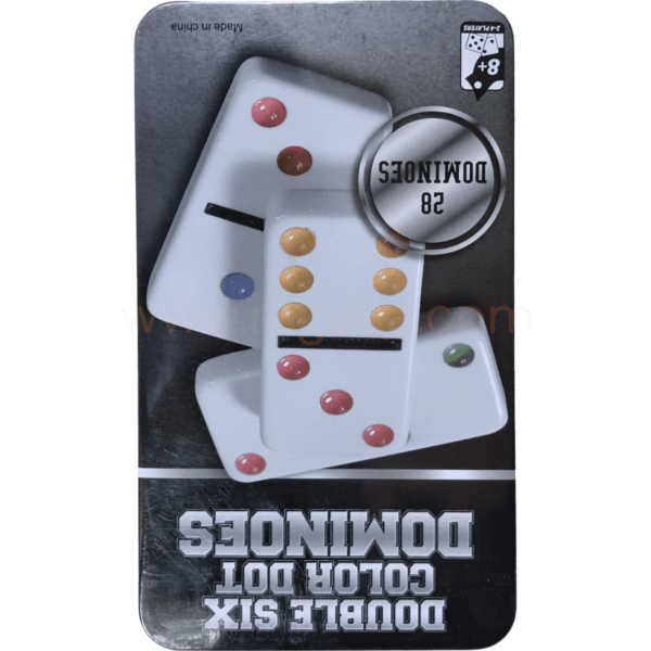 Ragvee Double 6 Color Dot Dominoes Game Set, Classic 28 Pieces in Tin Case, Match and Fun Game for Kids - Image 2