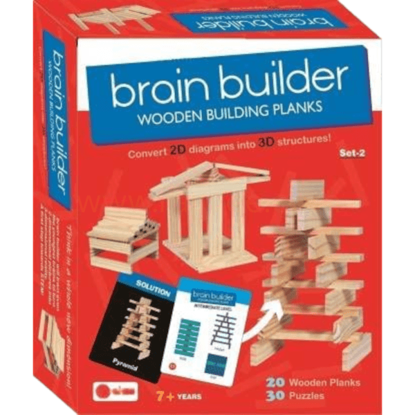 Ragvee brain builder wooden building planks- Multi color (50 pieces)