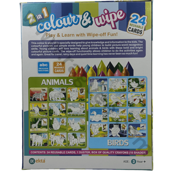 Ragvee Colour And Wipe Fruits And Vegetables | 24 Reusable Cards | Preschool Collaring Kit For 3+ Years Toddlers/Kids - Image 7