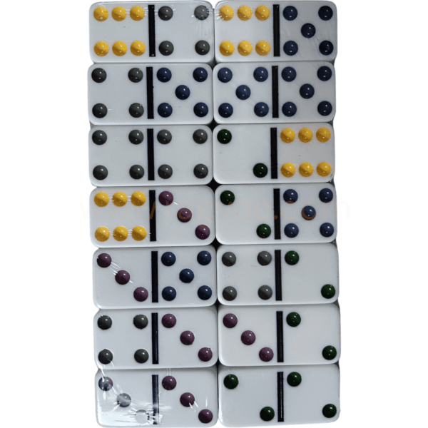 Ragvee Double 6 Color Dot Dominoes Game Set, Classic 28 Pieces in Tin Case, Match and Fun Game for Kids - Image 5