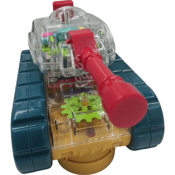 Ragvee Gear Toys Kids Transparent Army Gear Tank Musical Sound Toy with Led Lights 360 Degree Rotation Bump and Go Toys for Boys Girls (Gear Army Tank) - Image 5