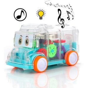 Transparent Gear Bus for Kids, Mini School Bus with Tinkling Sound  (Multicolor, Pack of: 1)