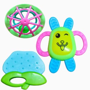 Rattle THREE pcs Teethers for New Born Baby Toys Rattle  (Multicolour)