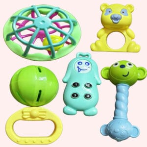 High Quality Non Toxic Baby Toys Rattle Set of 5-Pieces Rattle  (Multicolor)